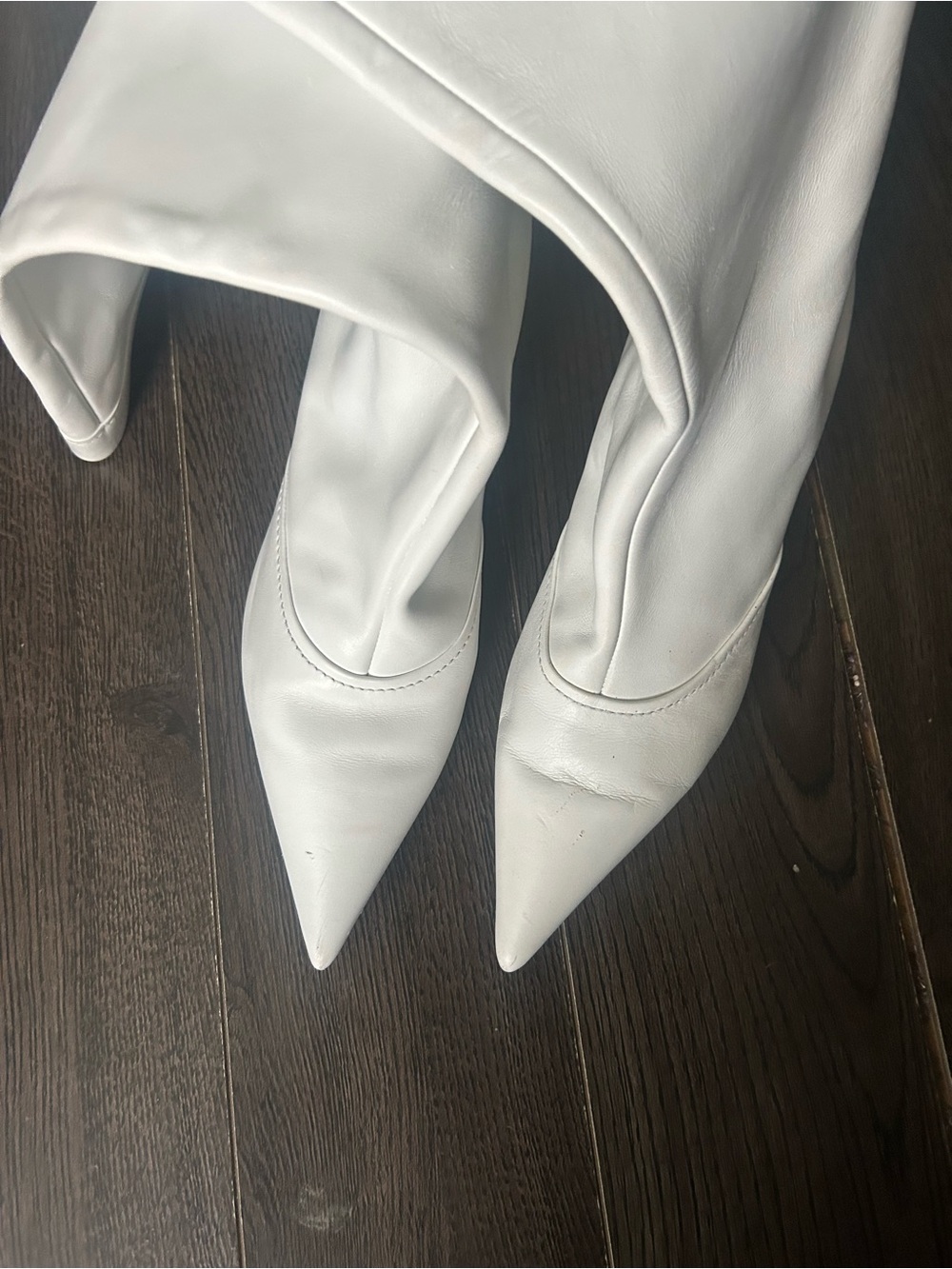 Sergio Rossi White Pointed-Toe Over-the-Knee Boots